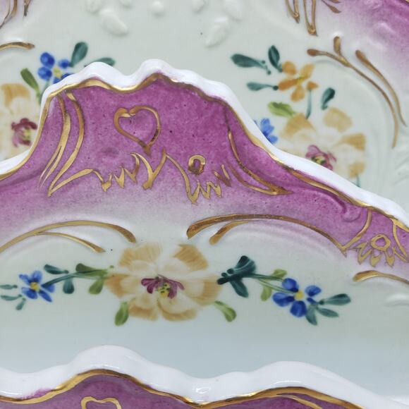 Limoges Hand Painted Floral Two Tier Footed Letter Holder. China Porcelain - Picture 12 of 16